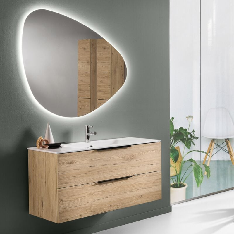 foto del prodotto modo mobile bagno sospeso con doppio cassetto bali 100 cm quercia naturale