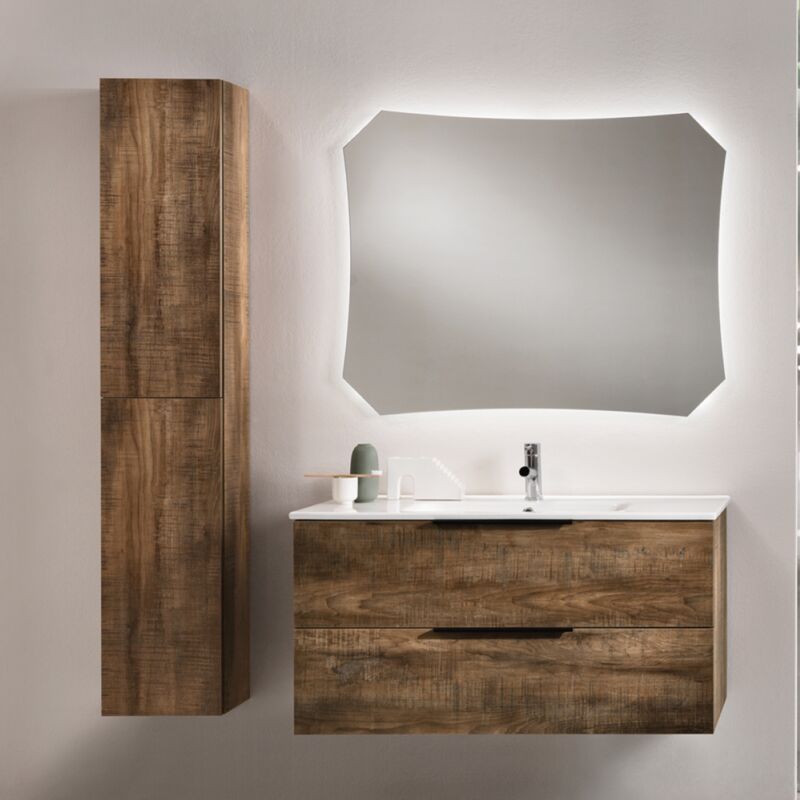 foto del prodotto modo mobile bagno sospeso con doppio cassetto bali 100 cm tabacco