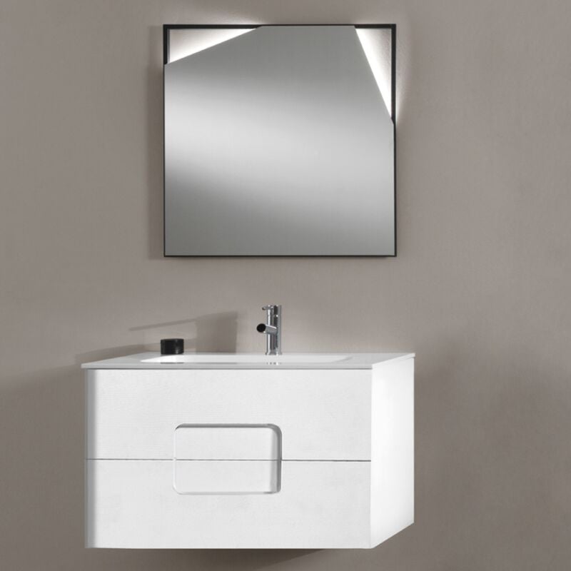 foto del prodotto modo mobile da bagno sospeso arco 80 cm larice bianco con specchio led