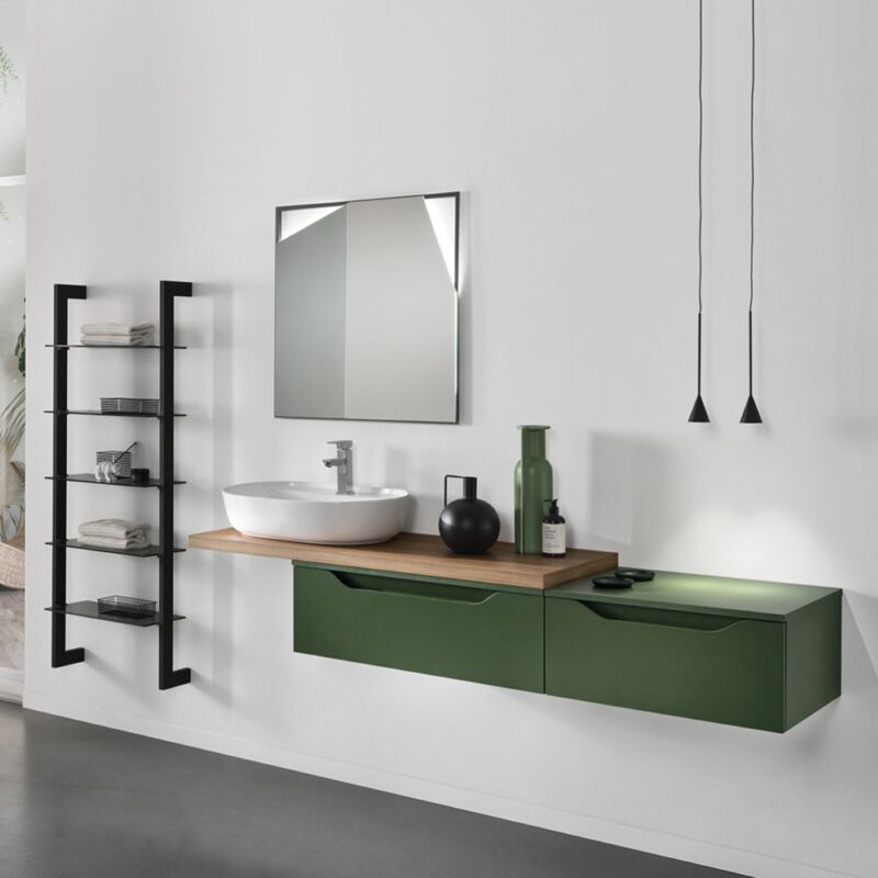 foto del prodotto modo mobile sospeso bagno con 2 moduli top e lavabo da appoggio mixi a