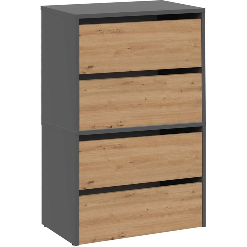foto del prodotto modo scarpiera x2 doppia 4 ripiani scaffalatura rovere antracite artigianale