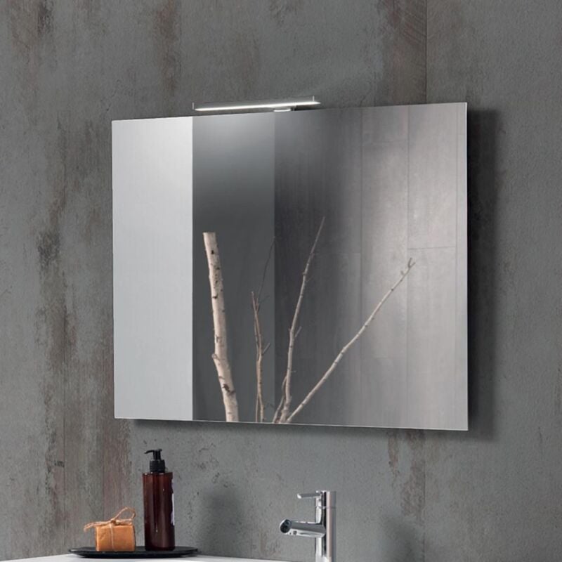 foto del prodotto modo - specchio moderno rettangolare con lampada a led cleo 80x60