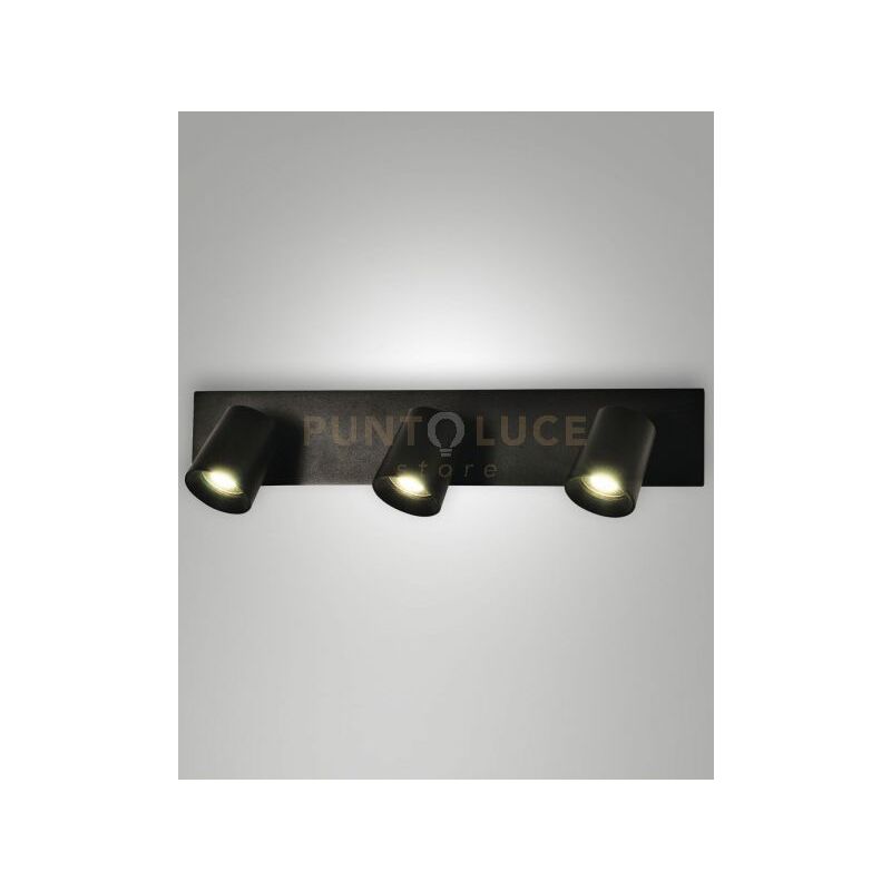 foto del prodotto modo spot nero 3 luci alluminio spazzolato orientabile attacco gu10 ip20