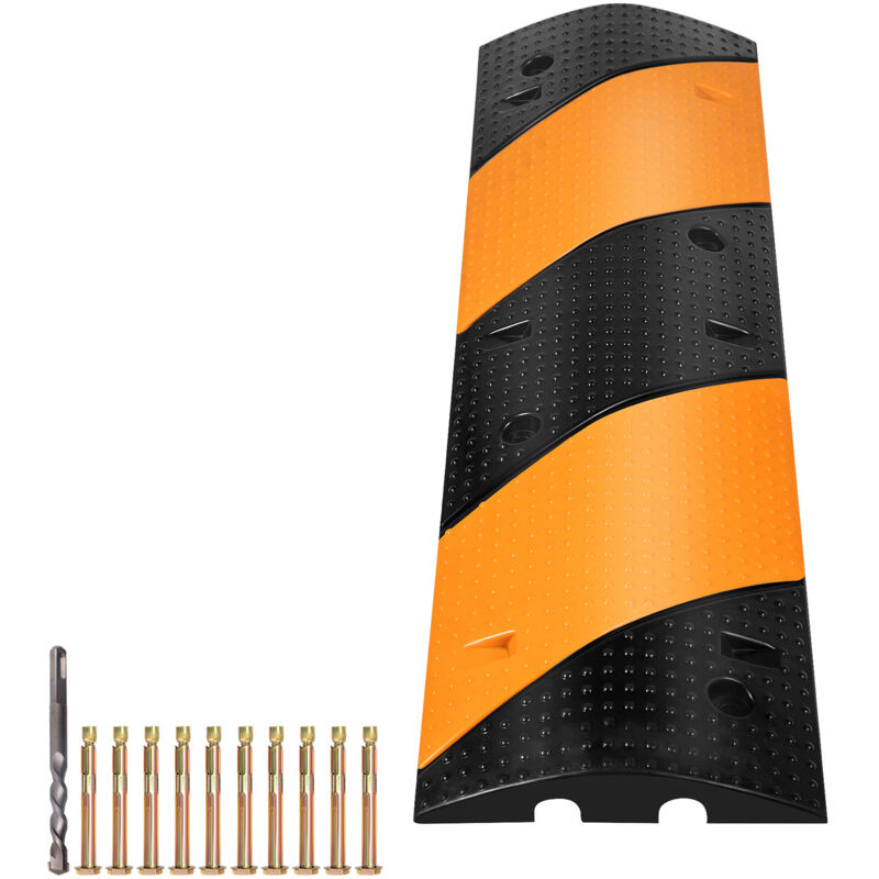 foto del prodotto modular rubber speed bump 3.3 feet driveway cable protector ramp, migliora la sicurezza e protegge i cavi, set da 2 mophorn