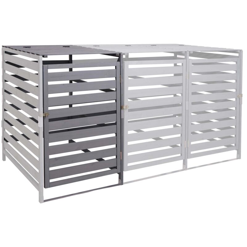 foto del prodotto modulo aggiuntivo per copribidoni box spazzatura rifiuti hhg 714 97x67x114cm legno abete grigio chiaro
