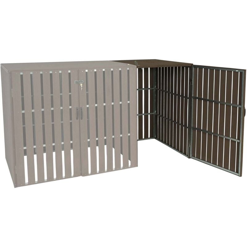 foto del prodotto modulo aggiuntivo per copribidoni box spazzatura rifiuti hhg 972 76x66x115cm acciaio wpc marrone