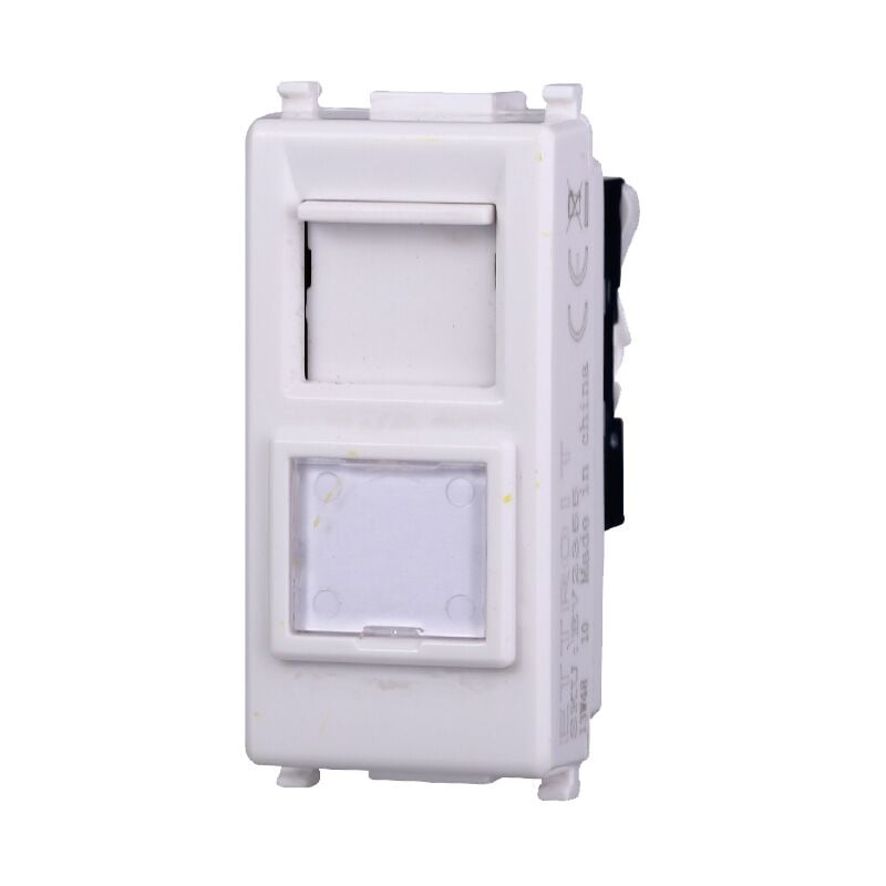 foto del prodotto modulo connettore di rete rj45 8 pin utp cat 5e 1p bianco compatibile vimar serie plana ettroit