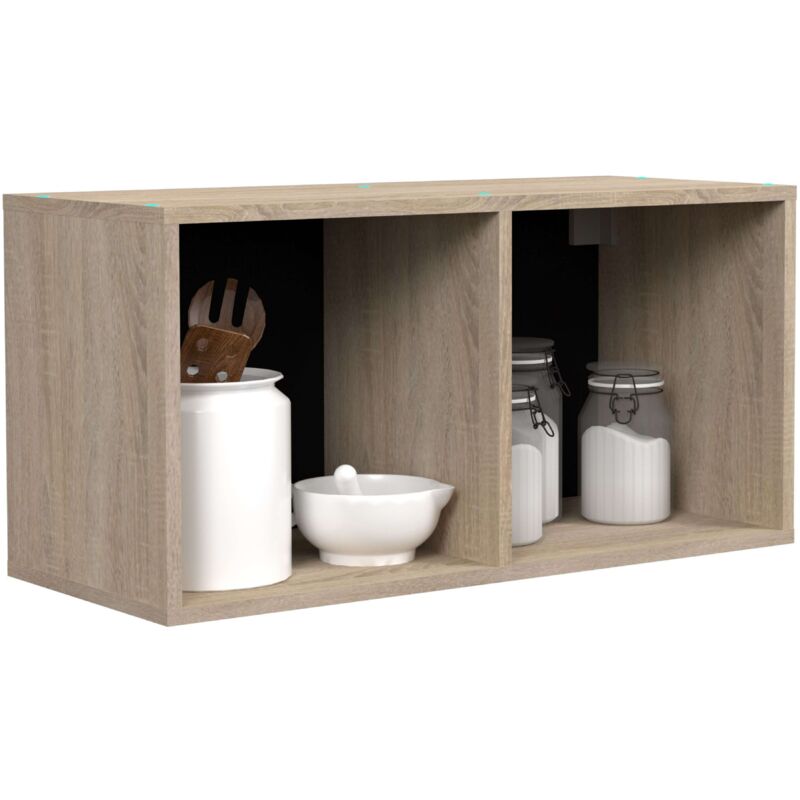 foto del prodotto modulo cucina superiore arko industrial style in rovere grezzo e nero con 2 vani aperti 80x40x34 cm