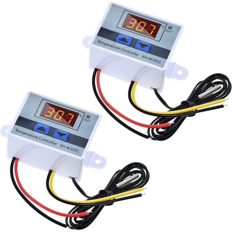 foto del prodotto modulo di controllo digitale della temperatura a led da 2 pezzi con sonda impermeabile, termostato di raffreddamento programmabile mns