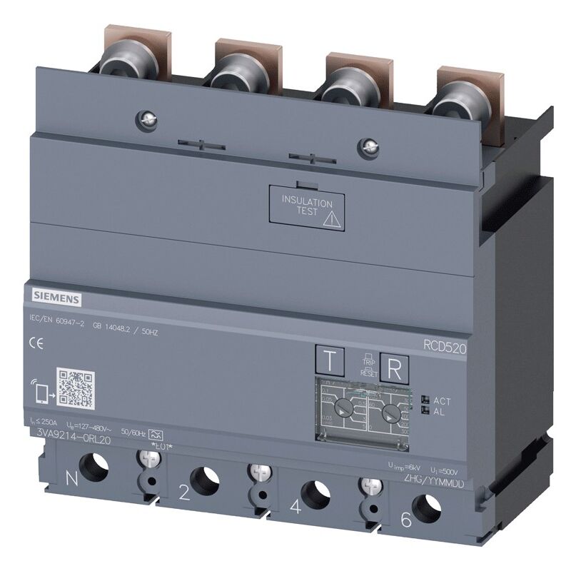 foto del prodotto modulo differenziato siemens rcd520 per serie 3va12 4 poli 3va92140rl20