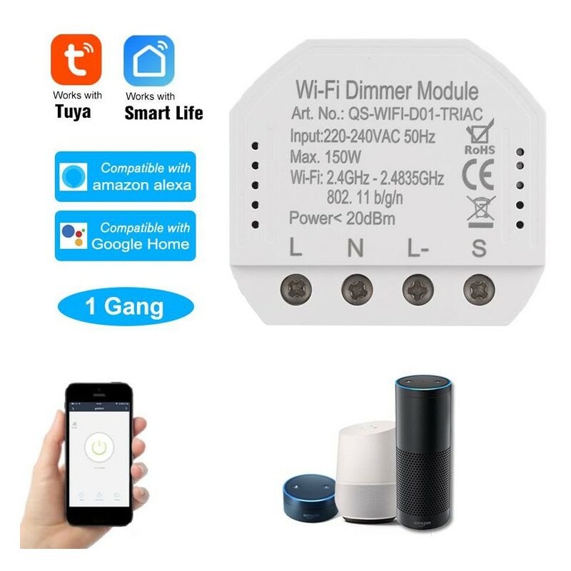 foto del prodotto modulo dimmer ad 1 canale smart wifi 150w tuya