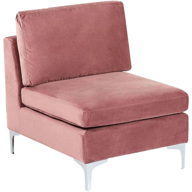 foto del prodotto modulo divano a 1 posto in velluto rosa gambe in metallo argento evja