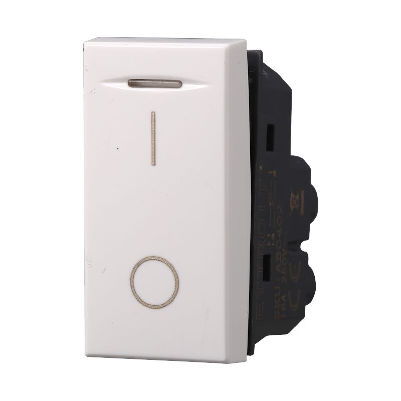 foto del prodotto modulo interruttore a 2 posizioni, serie moon, marcatura 0 i, bianco, 16a, compatibile con serie bticino axolute ettroit ab0402