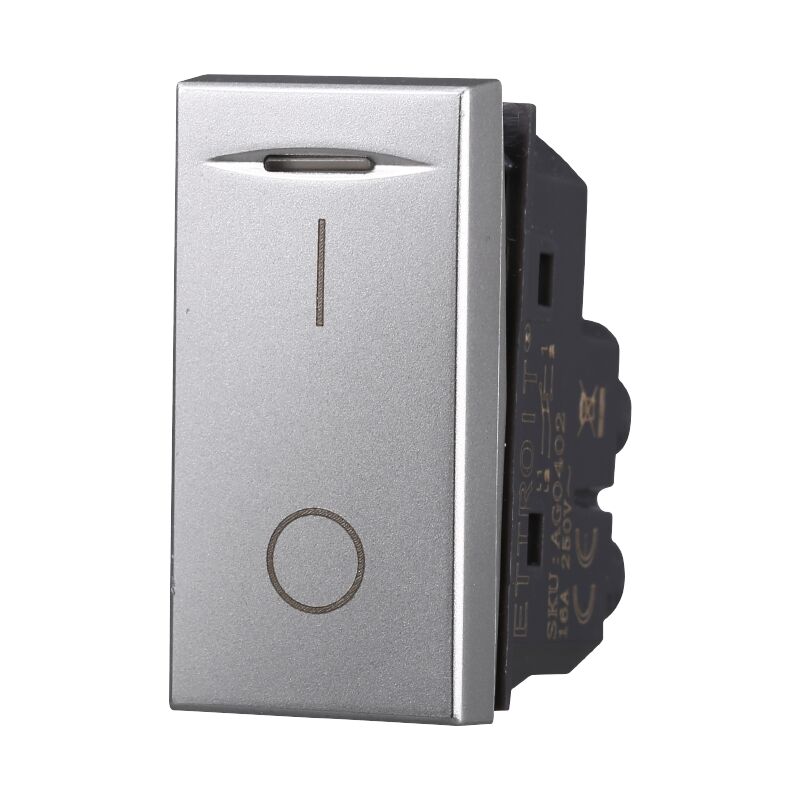 foto del prodotto modulo interruttore a 2 posizioni, serie moon, marcatura 0 i, grigio, 16a, compatibile con serie bticino axolute ettroit ag0402