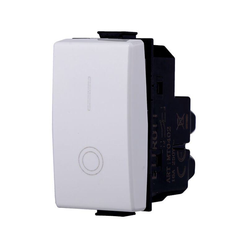 foto del prodotto modulo interruttore a 2 posizioni serie solar, marcatura 0 i, bianco, 16a, compatibile con serie bticino matix ettroit mt0402