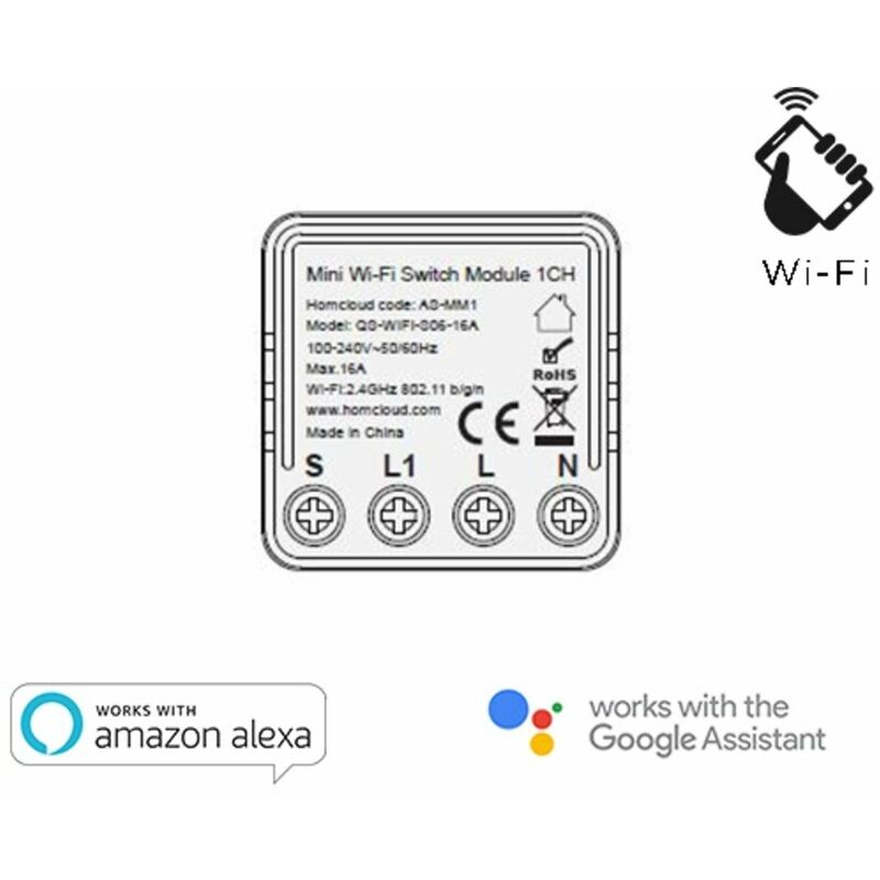 foto del prodotto modulo interruttore mini 1 canale wifi as mm1 