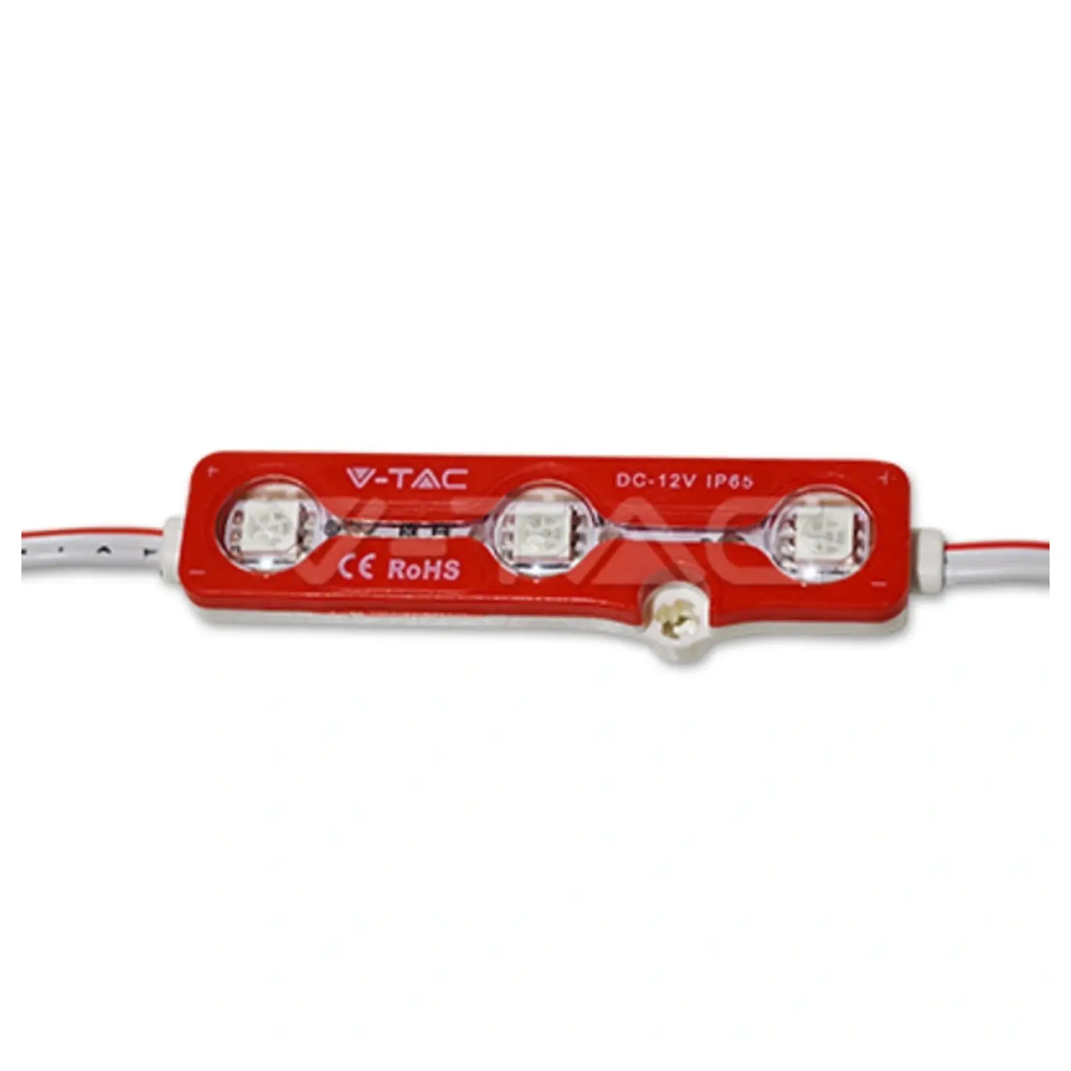 foto del prodotto modulo led smd5050 0,72w 100lm w 12v 3 led rosso ip65 cavi a saldare v tac