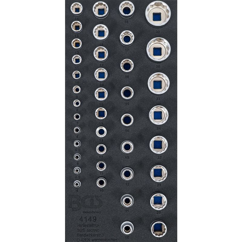 foto del prodotto modulo per carrelli portautensili 1 3 inserti per bussole dodecagonali 6,3 mm 1 4 , 10 mm 3 8 , 12,5 mm 1 2 40 pz.
