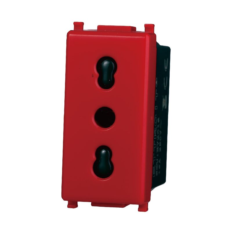 foto del prodotto modulo presa bipasso 1p 2 t 16a 250v rossa compatibile vimar serie plana ettroit