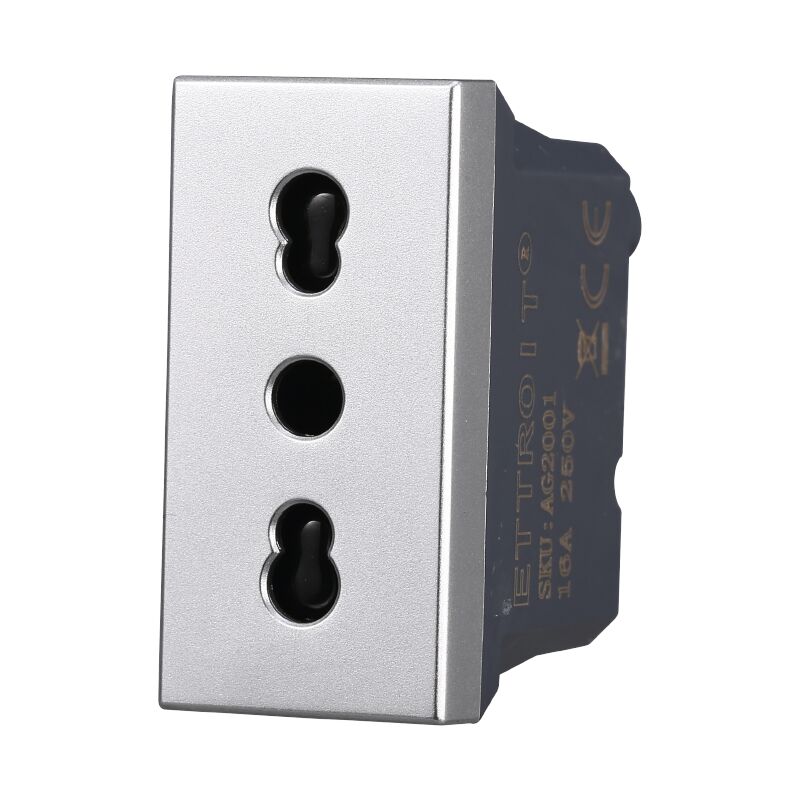 foto del prodotto modulo presa bipasso 1p 2 t 16a 250v silver compatibile bticino serie axolute ettroit