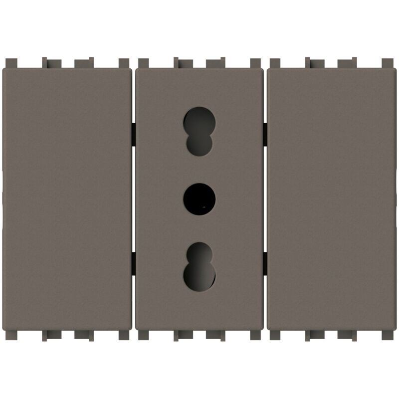 foto del prodotto modulo presa bipasso e 2 copri foro, serie p, metal, 16a, compatibile con serie vimar arkè - 4box bitappo 4b.v19m.bt