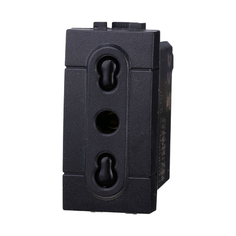 foto del prodotto modulo presa bipasso serie space, nero, 16a, compatibile con serie bticino living ettroit ln2001