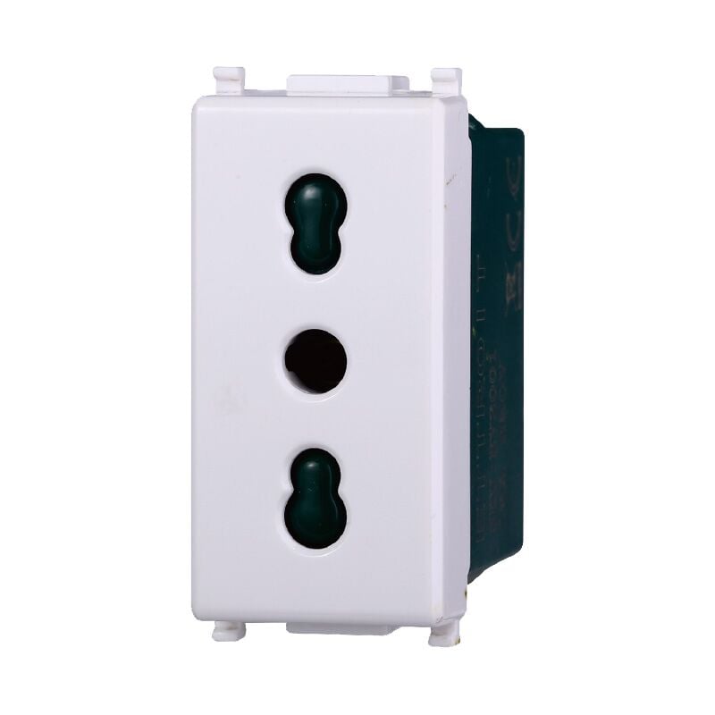 foto del prodotto modulo presa bipasso serie starlight, bianco, 16a, compatibile con serie vimar plana ettroit ev2001