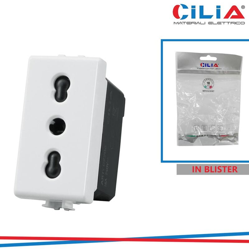 foto del prodotto modulo presa bivalente antracite bipasso compatibile living spina 16a 250v c1106