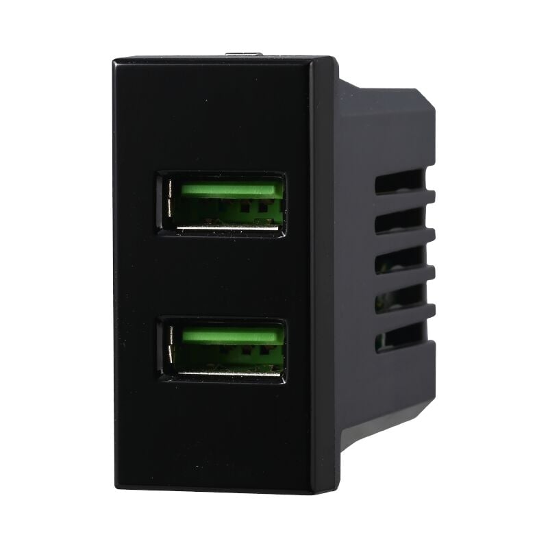 foto del prodotto modulo presa caricatore usb doppio type a 1p 3.1a 5v nero compatibile bticino serie axolute ettroit