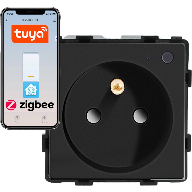 foto del prodotto modulo presa elettrica con spinotto zigbee 230v, nero