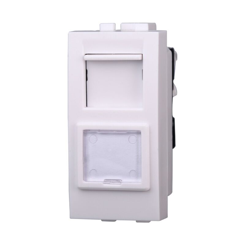 foto del prodotto modulo presa ethernet cat5e rj45, serie space, bianco, compatibile con serie bticino living ettroit lb2355