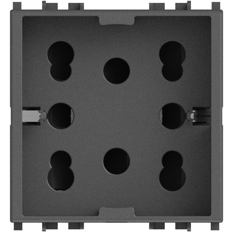 foto del prodotto modulo presa multistandard, 10a, 16a e schuko, serie p, grigio, compatibile con serie vimar eikon 4box side 4b.v20.h21