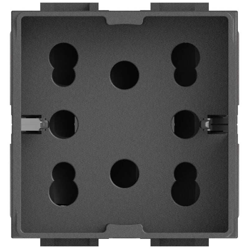 foto del prodotto modulo presa multistandard, 10a, 16a e schuko, serie p, nero, compatibile con serie gewiss chorus - 4box side 4b.g12.h21