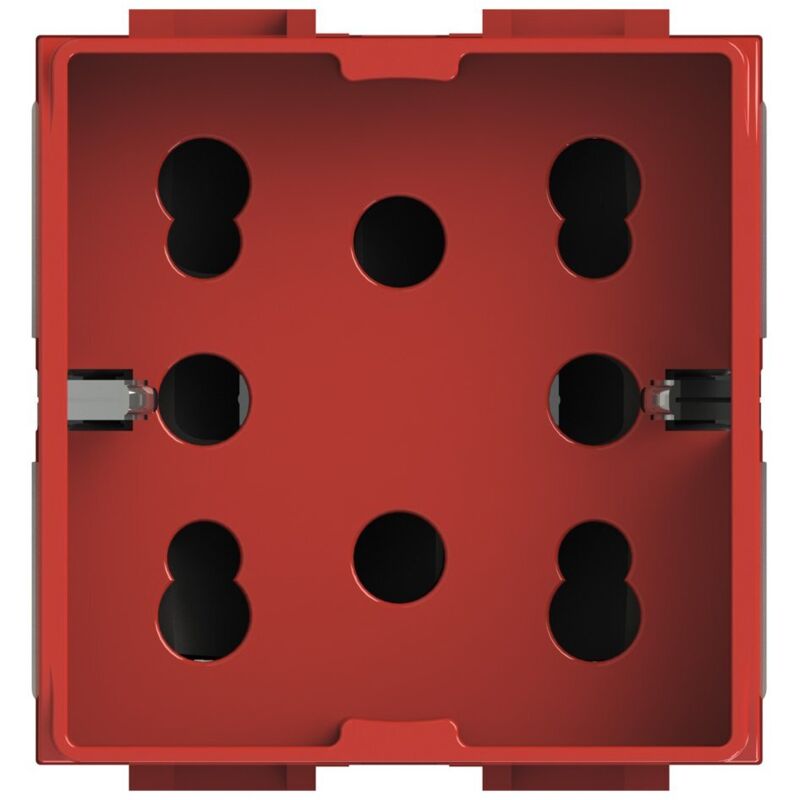 foto del prodotto modulo presa multistandard, 10a, 16a e schuko, serie p, rosso, compatibile con serie bticino living light 4box side 4b.lr.h21
