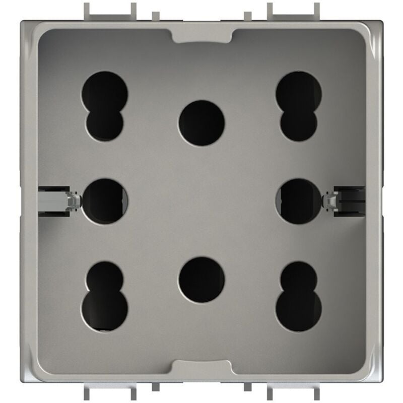 foto del prodotto modulo presa multistandard, 10a, 16a e schuko, serie p, titanio, compatibile con serie gewiss chorus - 4box side 4b.g14.h21