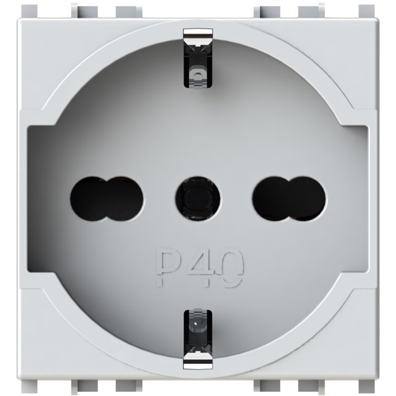 foto del prodotto modulo presa schuko, serie p, bianco, 16a, compatibile con serie vimar plana - 4box p40 4b.v14.p40