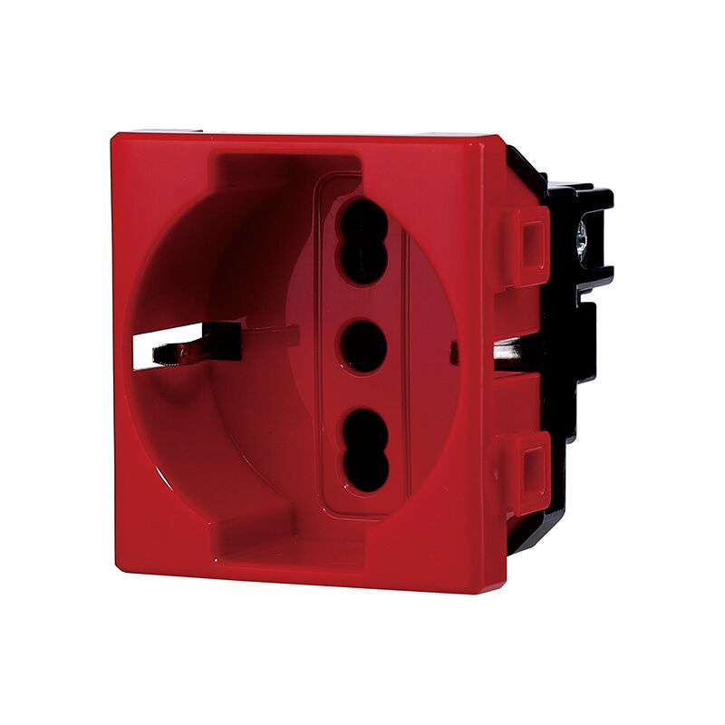 foto del prodotto modulo presa schuko serie solar, rosso, 16a, compatibile con serie bticino matix ettroit mt2116