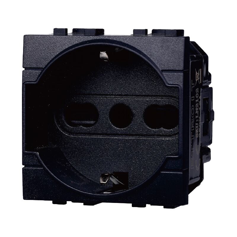 foto del prodotto modulo presa schuko serie space, nero, 16a, compatibile con serie bticino living ettroit ln2102