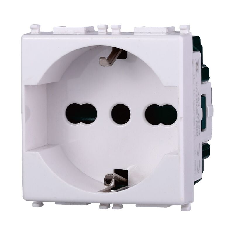 foto del prodotto modulo presa schuko serie starlight, bianco, 16a, compatibile con serie vimar plana ettroit ev2102