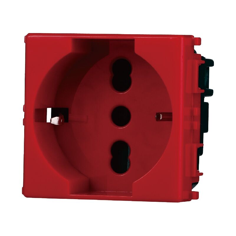 foto del prodotto modulo presa schuko serie starlight, rosso, 16a, compatibile con serie vimar plana ettroit ev2116