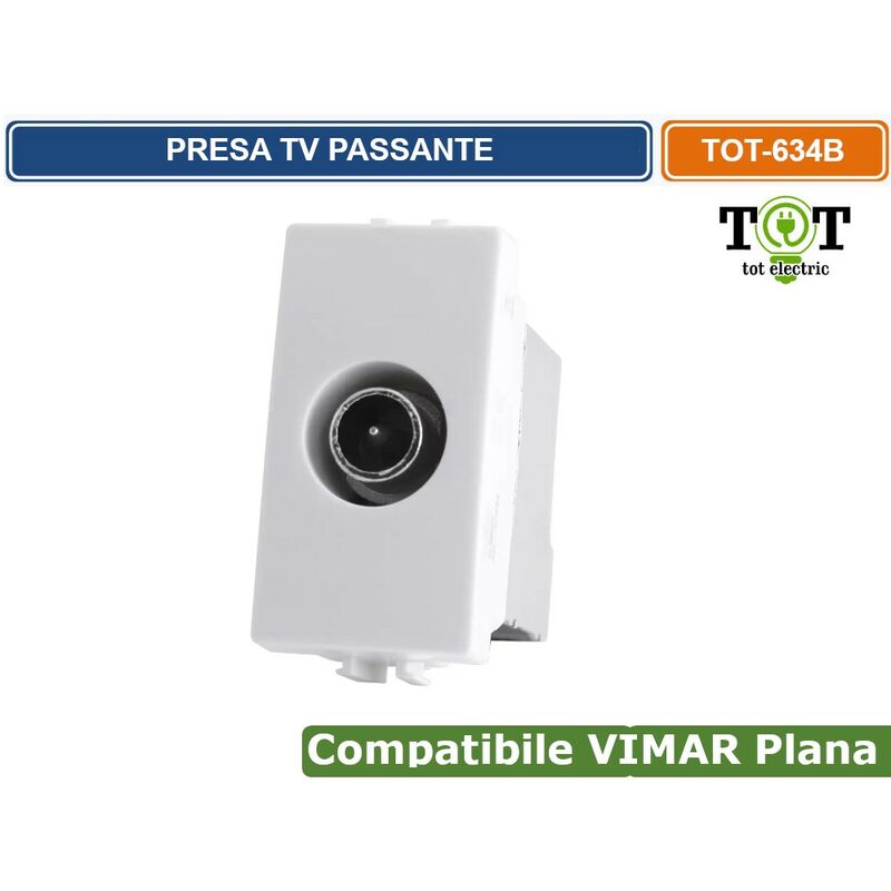 foto del prodotto modulo presa tv passante 1p bianco compatibile vimar serie plana