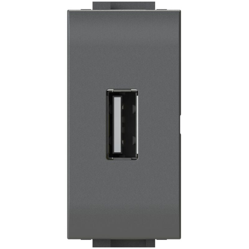 foto del prodotto modulo presa usb 2.0 tipo a, 5vdc 2,1a, serie u, antracite, compatibile con serie bticino living light - 4box usb 2.1 4b.l.usb