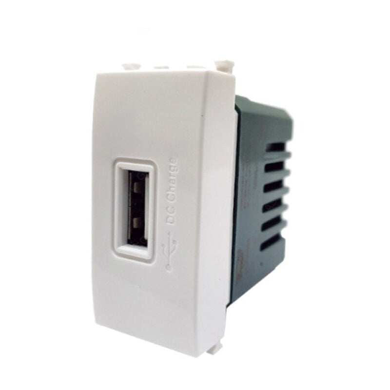 foto del prodotto modulo presa usb da muro per placca cassetta 503 compatibile con vimar plana 5v bianco