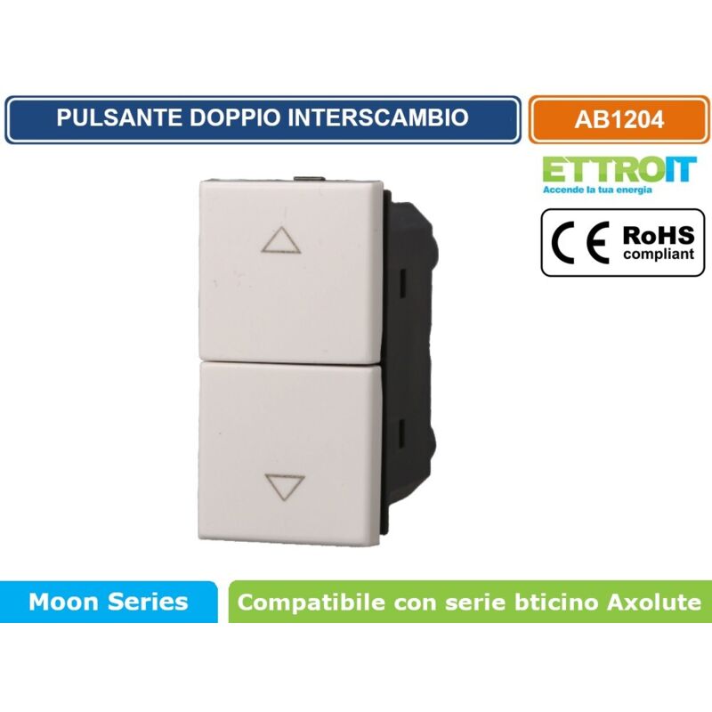 foto del prodotto modulo pulsante doppio interblocco saliscendi 1p 1p 10a 250v bianco compatibile bticino serie axolute ettroit