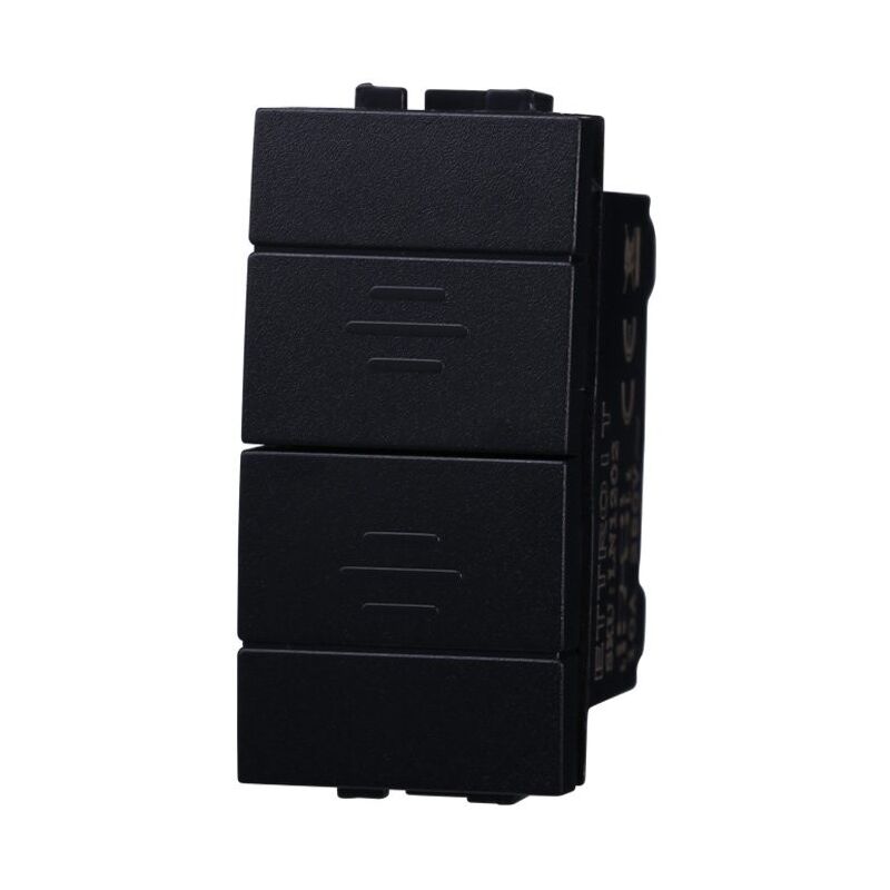 foto del prodotto modulo pulsante doppio interblocco saliscendi 1p 1p 10a 250v nero compatibile bticino serie living ettroit