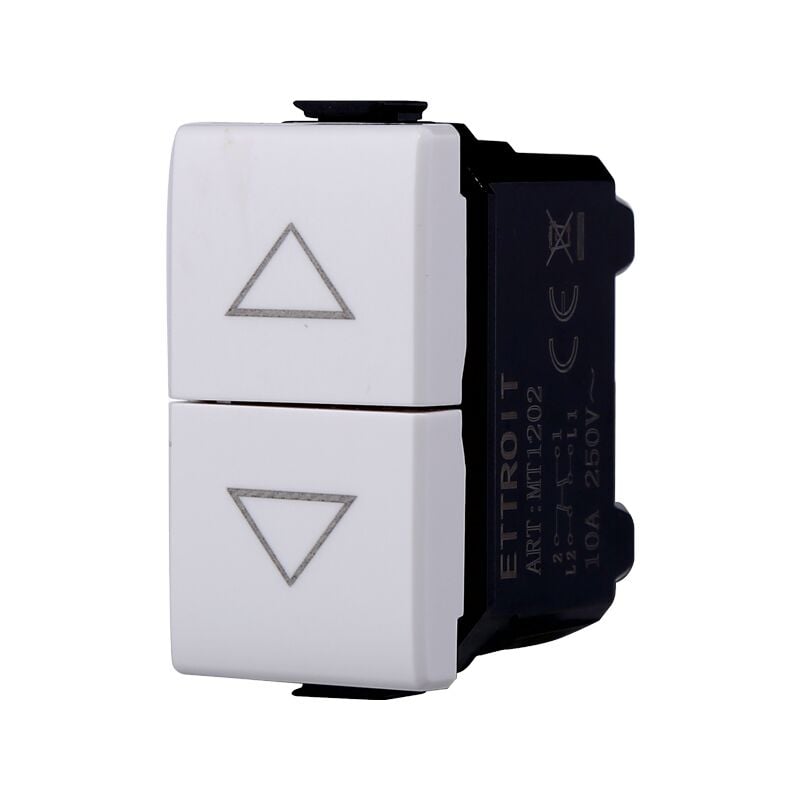 foto del prodotto modulo pulsante doppio serie solar, bianco, compatibile con serie bticino matix ettroit mt1202