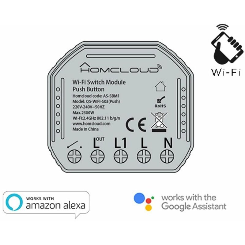 foto del prodotto modulo pulsante intelligente wi fi da incasso as sbm1 