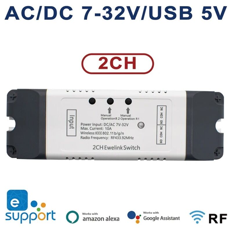 foto del prodotto modulo relè 7-32v smart wifi con telecomando rf433 compatibile con ewelink 2