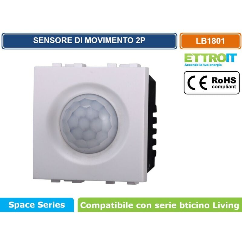 foto del prodotto modulo sensore di movimento 2p 2 moduli 250v 50hz bianco compatibile bticino serie living ettroit