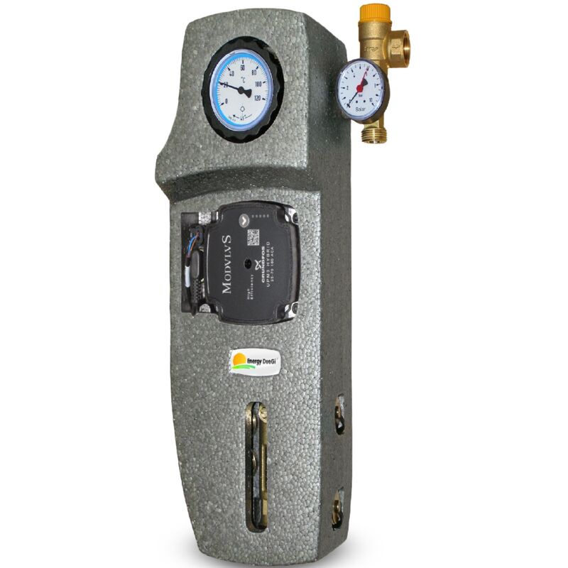 foto del prodotto modulo solare monovia da 1 m, flussometro 8-28 l min e pompa grundfos upm3 hybrid 25 70